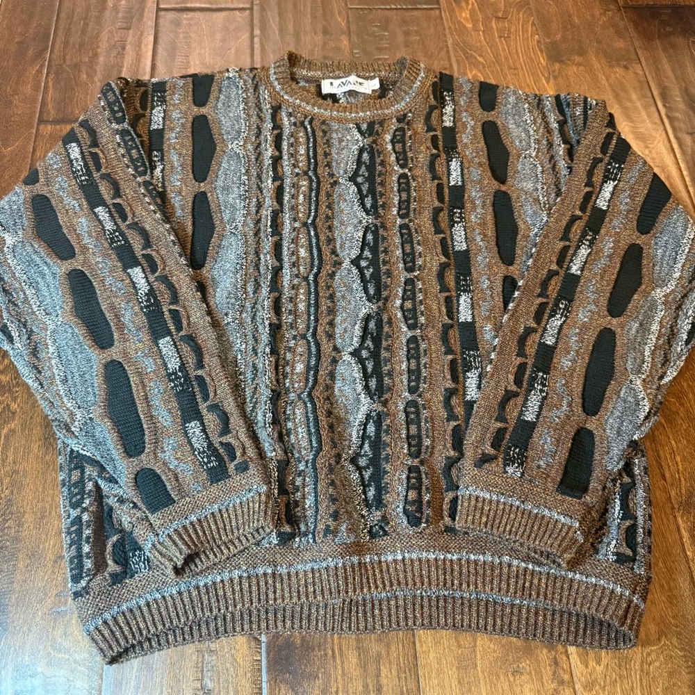 Vintage Lavane New York Coogi Inspired Knit Chunky Sweater size Large